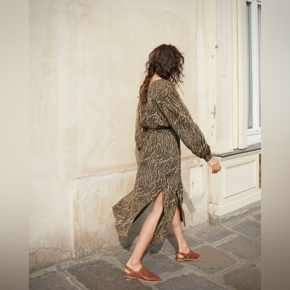 Nanushka Oasis tiger print flowy wrap dress sz M - Picture 3 of 14